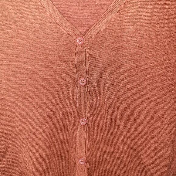 Mak Womens Cardigan Sweater Red Orange Rust Button Up Stretch Long Sleeve Sz S - Picture 3 of 6